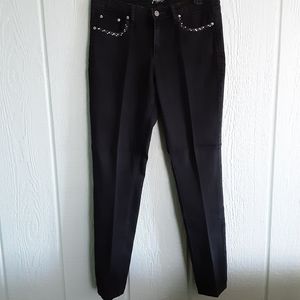 Earx 🌞0127 Jeans Women' Stretch Sz 10 Preowned Black Denim Low Rise Embellished